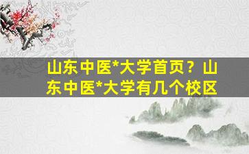 山东中医*大学首页？山东中医*大学有几个校区