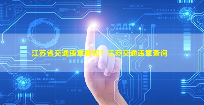 江苏省交通违章查询？江苏交通违章查询