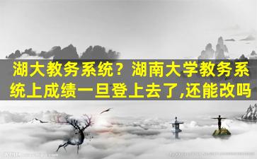 湖大教务系统？湖南大学教务系统上成绩一旦登上去了,还能改吗